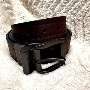 UNBRANDED BROWN LEATHER CORE BELT, Brushed Metal Buckle  2XL EUC  LIKE NEW!
